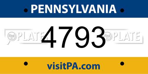 4793 Pennsylvania License Plate