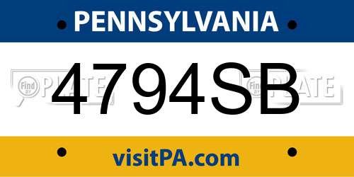 4794SB Pennsylvania License Plate