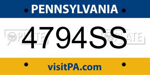 4794SS Pennsylvania License Plate