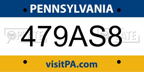 479AS8 Pennsylvania License Plate