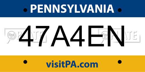 47A4EN Pennsylvania License Plate