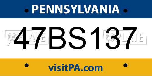 47BS137 Pennsylvania License Plate