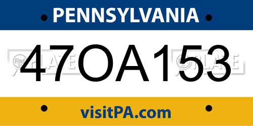 47OA153 Pennsylvania License Plate