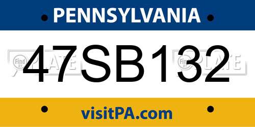 47SB132 Pennsylvania License Plate