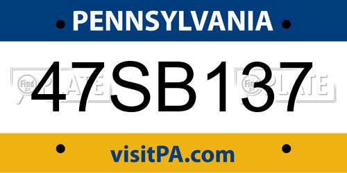 47SB137 Pennsylvania License Plate