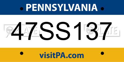47SS137 Pennsylvania License Plate