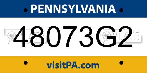 48073G2 Pennsylvania License Plate