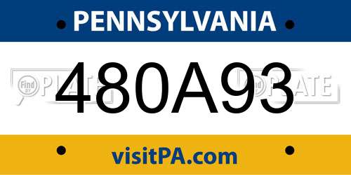 480A93 Pennsylvania License Plate