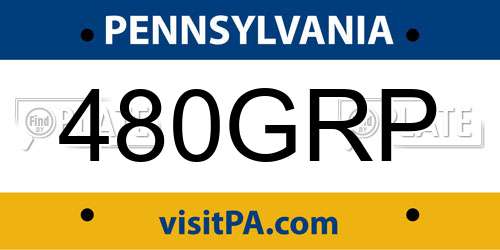 480GRP Pennsylvania License Plate
