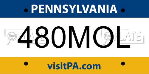 480MOL Pennsylvania License Plate