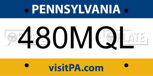 480MQL Pennsylvania License Plate