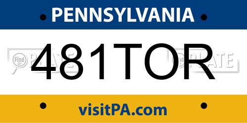 481TOR Pennsylvania License Plate