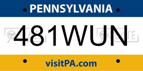 481WUN Pennsylvania License Plate
