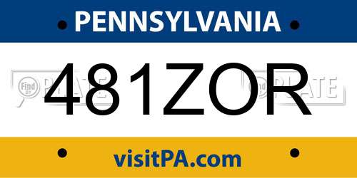 481ZOR Pennsylvania License Plate