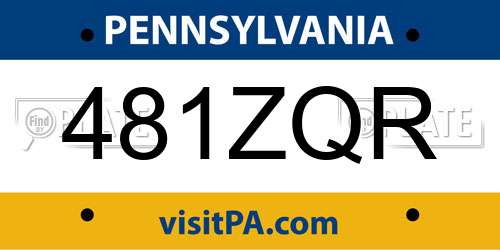 481ZQR Pennsylvania License Plate