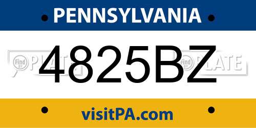 4825BZ Pennsylvania License Plate