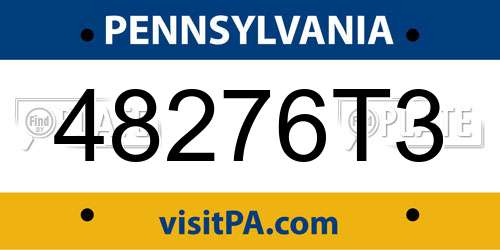 48276T3 Pennsylvania License Plate