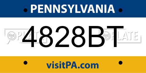 4828BT Pennsylvania License Plate