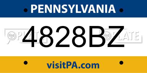 4828BZ Pennsylvania License Plate