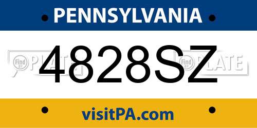 4828SZ Pennsylvania License Plate