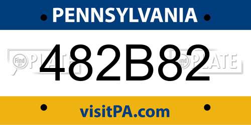 482B82 Pennsylvania License Plate