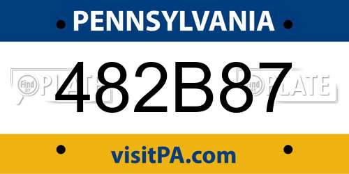 482B87 Pennsylvania License Plate
