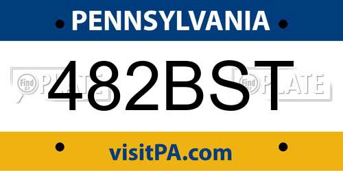 482BST Pennsylvania License Plate