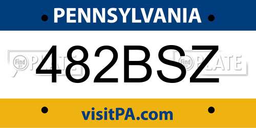 482BSZ Pennsylvania License Plate