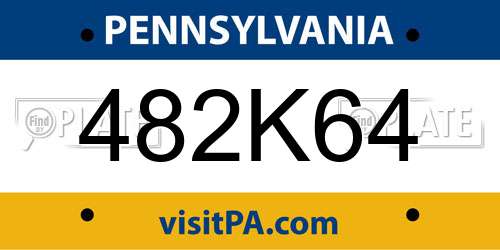 482K64 Pennsylvania License Plate