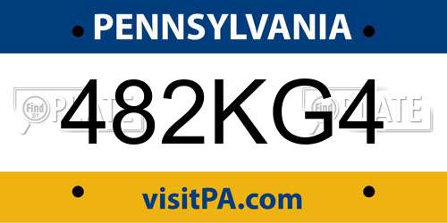 482KG4 Pennsylvania License Plate