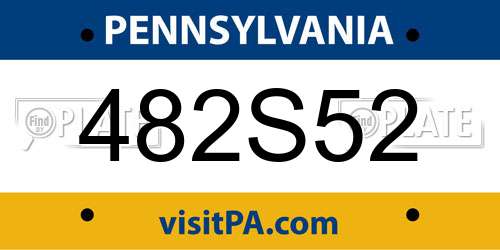482S52 Pennsylvania License Plate