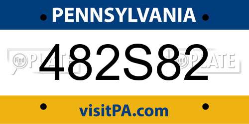 482S82 Pennsylvania License Plate