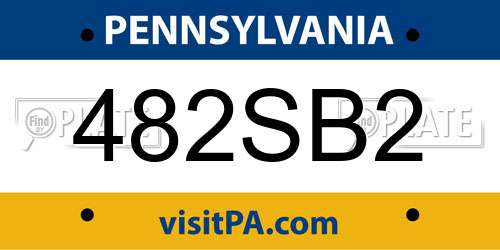 482SB2 Pennsylvania License Plate
