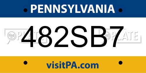 482SB7 Pennsylvania License Plate