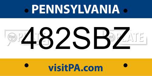 482SBZ Pennsylvania License Plate