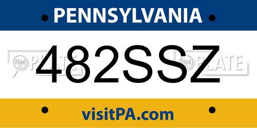482SSZ Pennsylvania License Plate