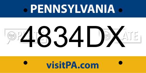 4834DX Pennsylvania License Plate