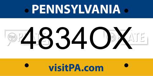 4834OX Pennsylvania License Plate