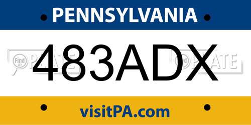 483ADX Pennsylvania License Plate