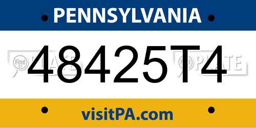 48425T4 Pennsylvania License Plate