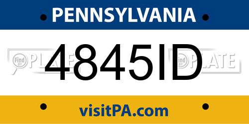 4845ID Pennsylvania License Plate