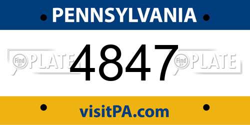 4847 Pennsylvania License Plate