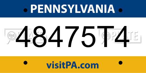 48475T4 Pennsylvania License Plate