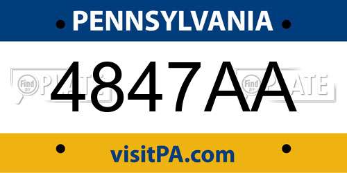 4847AA Pennsylvania License Plate