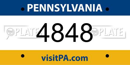 4848 Pennsylvania License Plate