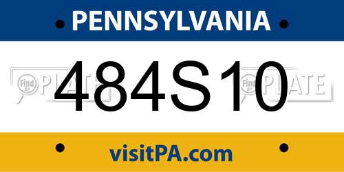484S10 Pennsylvania License Plate