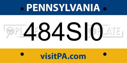 484SI0 Pennsylvania License Plate