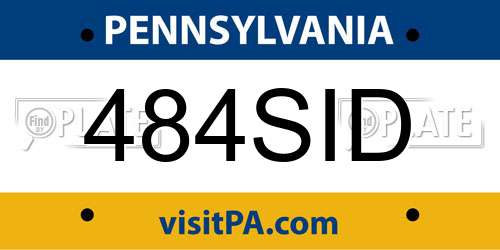 484SID Pennsylvania License Plate