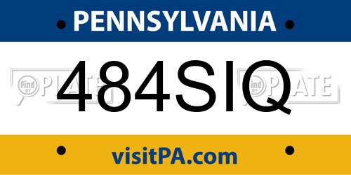 484SIQ Pennsylvania License Plate