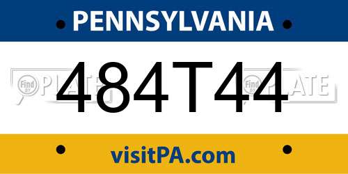 484T44 Pennsylvania License Plate